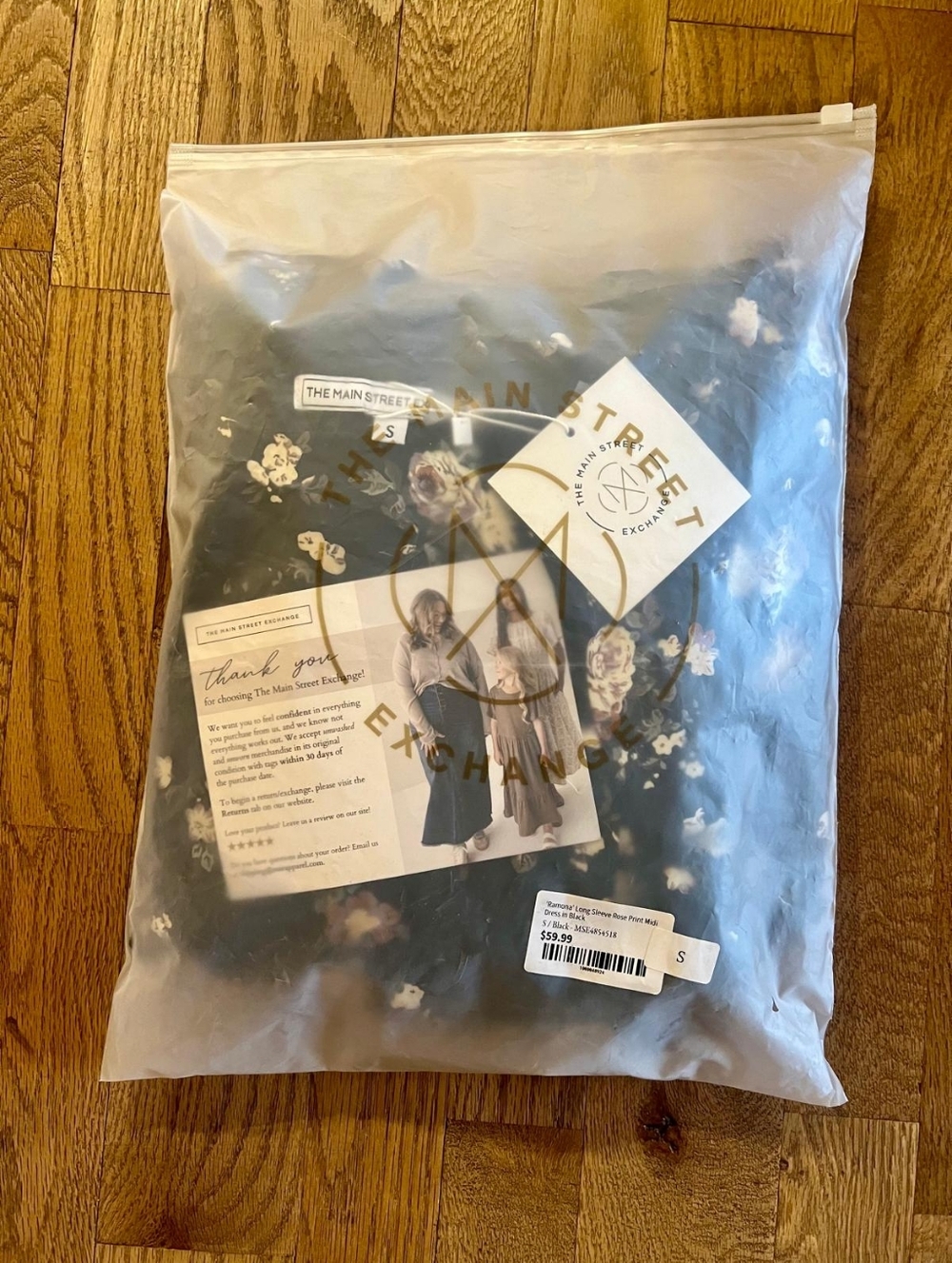 NWT Main Street Exchange Floral Ramona Small long sleeve Dress Tie Waist Modest - Picture 3 of 6
